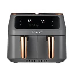 Аерогриль-фритюрниця SOKANY SK-ZG-8030 на 8 літрів 2 контейнери з таймером, сірий
