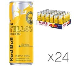 Red Bull Yellow Edition, Упаковка 24 шт. по 0,25 л, Напій енергетичний Ред Булл зі смаком тропічних фруктів