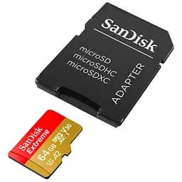 Карта пам'яті SanDisk 64GB microSD class 10 UHS-I Extreme For Action Cams and Dro (SDSQXAH-064G-GN6AA) - мініатюра 2