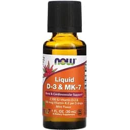 Вітаміни та мінерали NOW Liquid D3 & MK-7, 30 мл