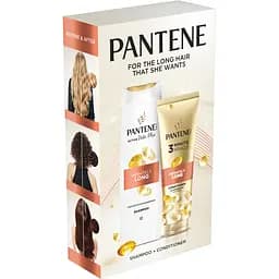 Уцінка. Подарунковий набір по догляду за волоссям Pantene Pro-V Нескінченно довге: шампунь 400 мл + бальзам-ополіскувач 3 Minute Miracle 220 мл  - мініатюра 2