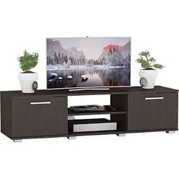 Тумба під телевізор Flamecame з дверцями з ДСП II K-12 Венге темний