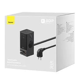 Зарядний пристрій Baseus PowerCombo Digital PowerStrip 65W подовжувач із кабелем чорний - мініатюра 3
