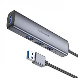 Хаб адаптер Borofone DH12 Smart 4-in-1 converter (Usb to Usb3.0x4) кабель 1.2 метра - мініатюра 4