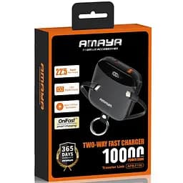 Портативний ЗП Power Bank Amaya F150 22.5W with display and cable 10000 mAh Black - мініатюра 2