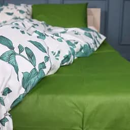 Простирадло Mirson 17-0719 Foliage on White 150х220 см бязь зелене (2200010685459)
