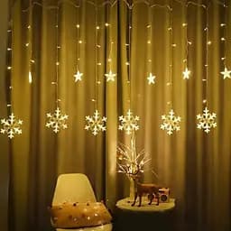 Світлодіодна новорічна гірлянда штора Сніжинка 3х 0.6 м Гірлянда від мережі 220В Тепло білий
