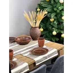 Комплект Рождественский льняной с украинским орнаментом Рандеву-2 Ранер 140х30 см + салфетки 30х40 см 6 шт.