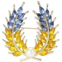 Брошь Колосья пшеницы колоски венок брошь-булавка символ Украины желто-голубая