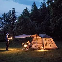 Чотиримісний намет з навісом Naturehike Village CNK2300ZP022 великий (Коричнева) - мініатюра 3