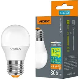 Лампа LED Videx G45h 4.9W E27, 4100K (VL-G45h-49274)