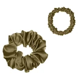 Набор из 2 шелковых резинок для волос Чумацький Шлях S+L - два режима фиксации хаки (1244-02)