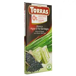 Шоколад білий Torras з водоростями і чорною морською сіллю без цукру 75 г - мініатюра 2