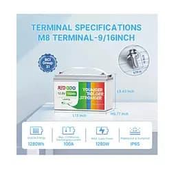 Аккумуляторная батарея LiFePO4 Redodo 12V 100Ah 1280Wh BMS 100A - мініатюра 2