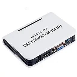 Перехідник VGA 15F HDMI M v1.3 Jack 3.5 мм пластик білий RTL