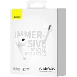 Навушники Baseus Bowie WX5 True Wireless Earphones A00051000213-00 бездротові білі - мініатюра 7