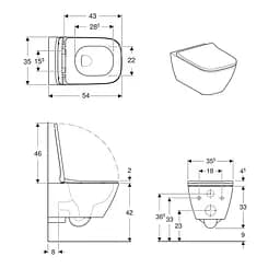 Унітаз підвісний Geberit Smyle Square Rimfree 500.685.01.1 з сидінням Soft Close Sandwich, Білий - мініатюра 2