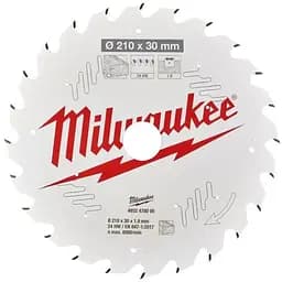 Диск пиляльний по дереву PFTE MILWAUKEE, діаметр 210х30х1,9 мм, 24 зуб.