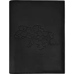 Кожаная обложка BlankNote Standart с картой Украины для нотариального реестра черный