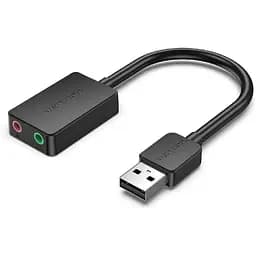 Адаптер Vention 2-port USB External Sound Card 0.15 м чорний (CDYB0)