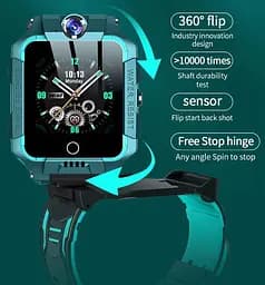 Дитячий смарт годинник Lemfo T10G з поворотним корпусом 360°, подвійною камерою, GPS, сім картою та прослуховуванням До 5 днів роботи Чорний - мініатюра 4