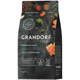 Сухой беззерновой корм для стерилизованных кошек Grandorf Fresh Salmon & Sweet Potato Adult Cat Sterilised лосось с бататом 2 кг