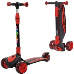 Самокат детский iTrike складной 30х14х61-75 см Розовый 000222594