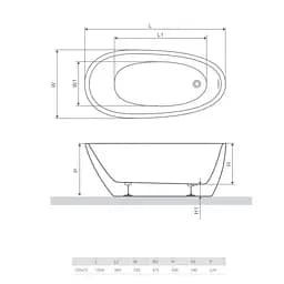 Ванна акрилова Radaway Carolina 150х73 окремостояча з ніжками + сифон (WA1-53-150x073U) - мініатюра 3