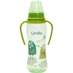 Бутылочка для кормления Lindo, изогнутая с ручками, 250 мл, зеленый (Li 135 зел)