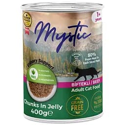 Влажный корм для кошек Mystic кусочки говядины в желе 400 г