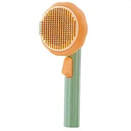 Гребінець для шерсті котів і собак Vailge PGB-A з кнопкою Помаранчево-зелений