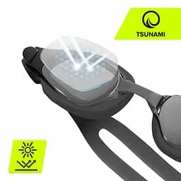 Окуляри для плавання TSUNAMI Anti-Fog 3 в 1 чохол, беруші та затискач для носа Black (P-5905973401760) - мініатюра 5
