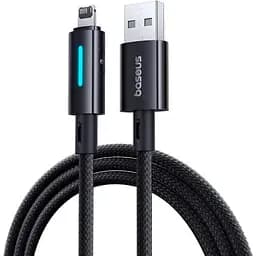 Кабель Baseus Lit Button-Control Fast Charging Data Cable USB-A to iP 2.4A 2 м Черный
