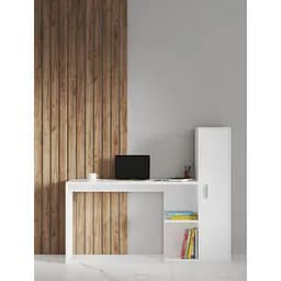 Стол компьютерный с пеналом на дверке и полочками из ДСП S-13 Белый