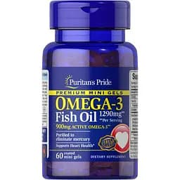 Жирні кислоти Puritan's Pride Omega 3 Fish Oil 1290 mg, 60 міні капсул
