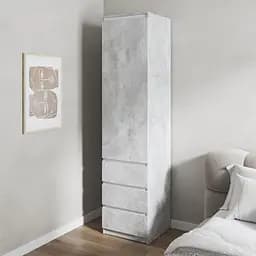 Шкаф для одежды Vays, пенал с полками и ящиками, без ручек R-35 Бетон-Белые планки