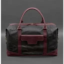 Дорожная сумка из конваса и натуральной кожи Crazy Horse бордовая