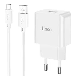 Блок питания сетевой Hoco C106A Leisure + Type-C single port charger 1USB 10.5W белый