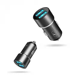 Автомобільний зарядний пристрій SkyDolphin SZ02V Aluminium (2USB, 2.4A) Black + кабель microUSB (AZP-000073)