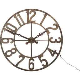 Настінні годинники J-line круглі з лід-підсвічуванням в металевому корпусі коричневого кольору з арабськими цифрами 106 см (72403)