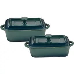 Набір керамічних міні-каструль з кришками Bergner Excalibur 2 шт. прямокутний зелений (BG-13363-GR)