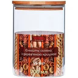 Ємність Vittora склянна з дерев'яною кришкою 700 мл (111176)