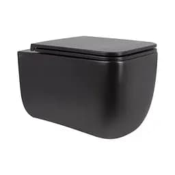 Унитаз подвесной Qtap Gemini безободковый с сиденьем Soft-close QT2533076EUQMB, Черный матовый