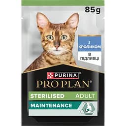 Вологий корм Purina Pro Plan для дорослих стерилізованих котів, з кроликом, шматочки в підливці 85 г