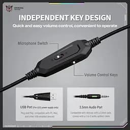 Навушники Onikuma ігрові X-91 Max з мікрофоном та RGB підсвіткою Геймерська дротова гарнітура для ПК PS4 PS5 Xbox - мініатюра 6