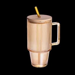 Кружка стеклянная с крышкой и трубочкой 750 мл Коричневый Yiwu HP-19-50R