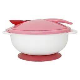 Тарілка на присосці з термоложкою та кришкою MGZ-0101(Pink) 250 мл - мініатюра 2