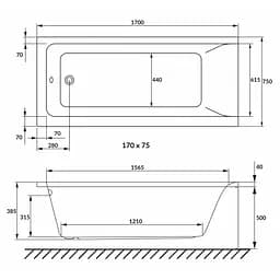 Ванна акрилова Volle Solo 170x75 1210.001775 Білий - мініатюра 2