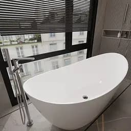 Ванна окремостояча глянцева Amidicon Capri 170x77 з литого каменю CAPRI_170_HL, Білий - мініатюра 5