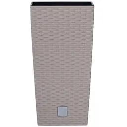 Горщик для квiтiв Prosperplast Rato квадратний високий, з вкладишем 2 в 1, 225 мм, мокка (77963-7529)